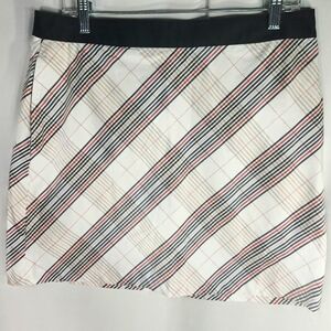 Greg Norman gn Shark White & Multicolored Plaid A-Line Skirt w/Pocket Size 10